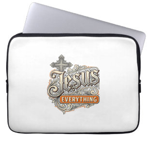 Jesus Everything Vintage Christian Typography Desi Laptop Sleeve