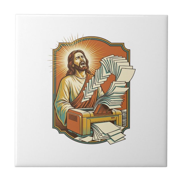 Jesus Excel Sheet Printing 50 Blank Pages Office H Ceramic Tile (Front)