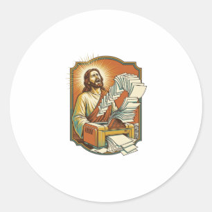Jesus Excel Sheet Printing 50 Blank Pages Office H Classic Round Sticker