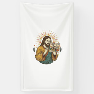 Jesus Eyes Closed Tagged Group Photo Unflattering  Banner