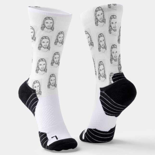 Jesus face crew socks (Angled)