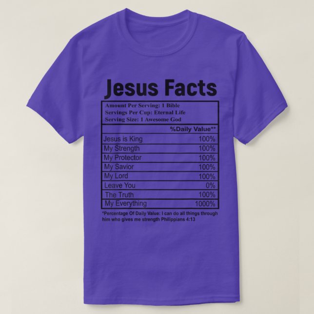 Jesus Facts 1 Awesome God Christian Religious Fait T-Shirt (Design Front)
