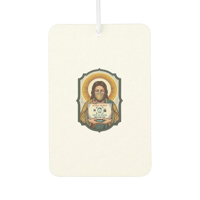 Jesus Failed Face Unlock Mask Recognition Tech Pho Car Air Freshener (Front)