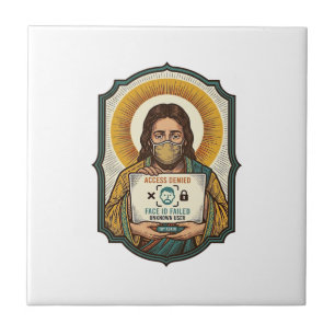Jesus Failed Face Unlock Mask Recognition Tech Pho Ceramic Tile