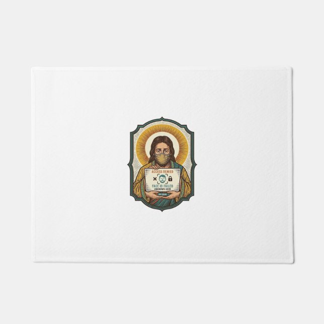Jesus Failed Face Unlock Mask Recognition Tech Pho Doormat (Front)