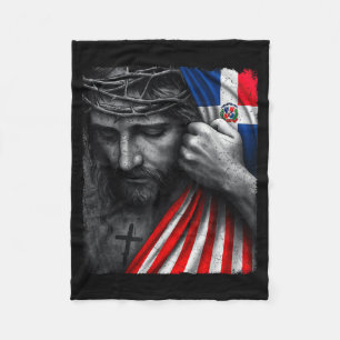 Jesus Faith Cross Crown America Dominican Republic Fleece Blanket