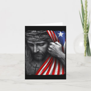 Jesus Faith Cross Crown America Puerto Rico Herita Card