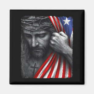 Jesus Faith Cross Crown America Puerto Rico Herita Magnet
