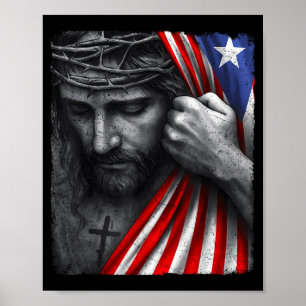 Jesus Faith Cross Crown America Puerto Rico Herita Poster