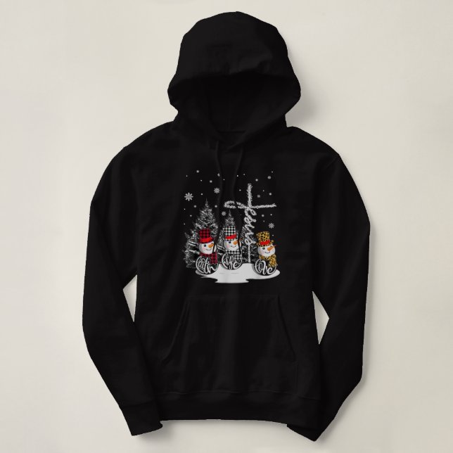 Jesus Faith Hope Love Snowman Christmas Christian  Hoodie (Design Front)