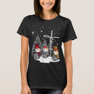 Jesus Faith Hope Love Snowman Christmas Christian T-Shirt