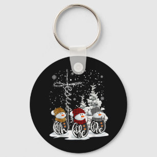 Jesus Faith Hope Love Snowman Funny Xmas For Chris Key Ring