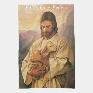Jesus Faith, Love, Believe, kitchen hand towel