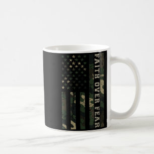 Jesus Faith Over Fear Camo Us Flag Christian Cross Coffee Mug