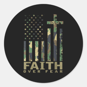 Jesus Faith Over Fear Christian Cross God Fait Us Classic Round Sticker