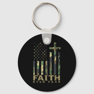 Jesus Faith Over Fear Christian Cross God Fait Us  Key Ring