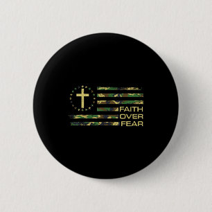 Jesus Faith Over Fear Cross Camo American Flag Usa 6 Cm Round Badge