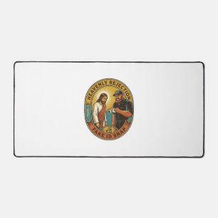 Jesus Fake ID Confiscated Angry Bouncer Club Party Desk Mat