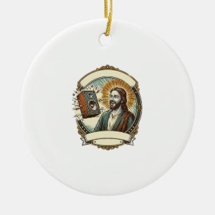 Jesus Fake Laughing Loud Club Cant Hear Party Humo Ceramic Ornament