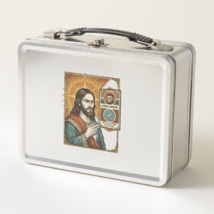 Jesus Fake Verified Checkmark Scam Troll Social Hu Metal Lunch Box