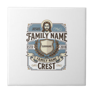Jesus Family Name Crest Jesus Family Name Crest Ch Ceramic Tile