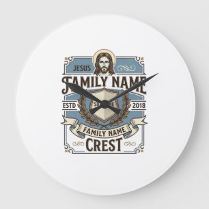 Jesus Family Name Crest Jesus Family Name Crest Ch Large Clock