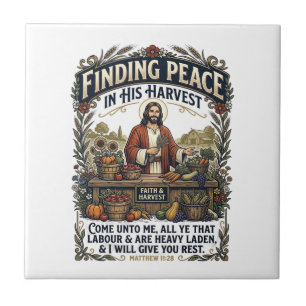 Jesus Farmers Market Handmade Food Graphic Tee Chr Ceramic Tile
