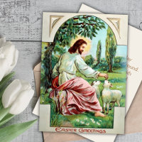 Jesus Feeding Lambs Custom Christian Easter