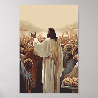 Jesus Feeds The 5000 Poster Christian Wall Decor