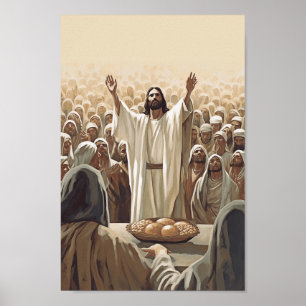 Jesus Feeds The 5000 Poster Christian Wall Decor