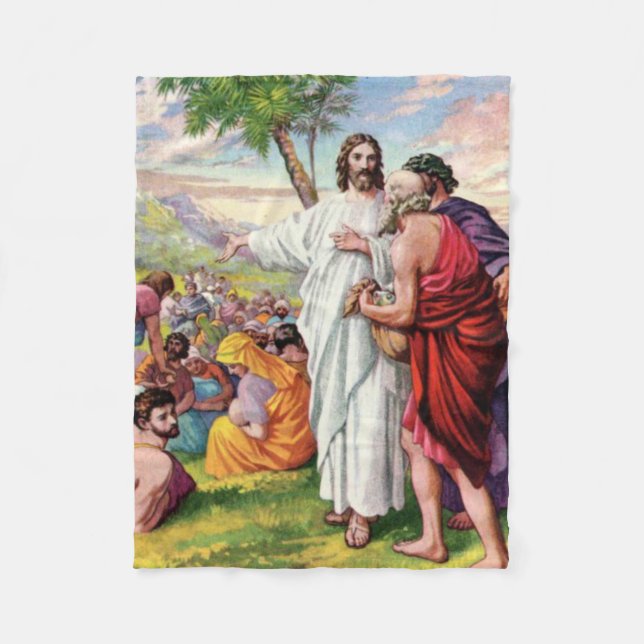 Jesus Feeds the Five Thousand Fleece Blanket (Front)