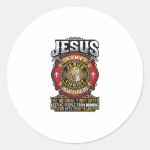 Jesus Firefighter Vintage Christian Faith Shirt Classic Round Sticker