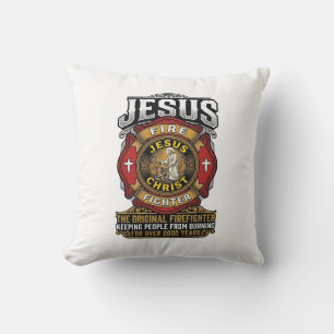 Jesus Firefighter Vintage Christian Faith Shirt Cushion