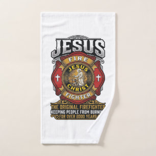 Jesus Firefighter Vintage Christian Faith Shirt Hand Towel