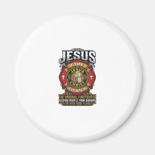 Jesus Firefighter Vintage Christian Faith Shirt Magnet