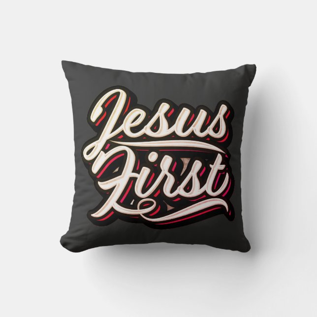 Jesus First 70's Style Cushion (Front)