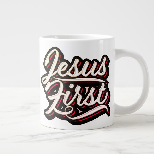 Jesus First 70's Style Large Coffee Mug (Right)
