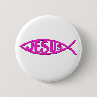 Jesus Fish (Button Pink) 6 Cm Round Badge