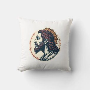 Jesus Fish Emblem Vintage Engraving Tee 2 Cushion