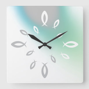 Jesus Fish Square Wall Clock