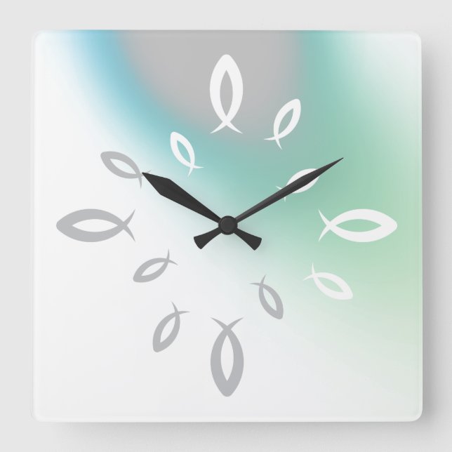 Jesus Fish Square Wall Clock (Front)