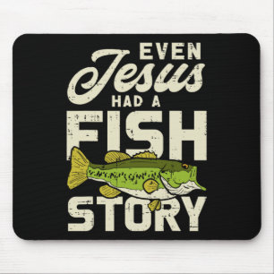 Jesus Fish Story Fisherman God Christ Fishing Chri Mouse Pad