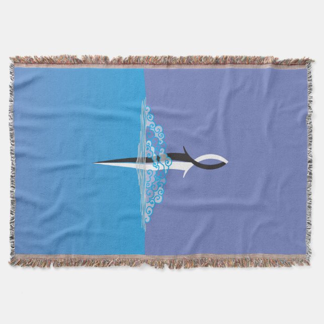 Jesus Fish Sword - cloud and sea Throw Blanket (Front)