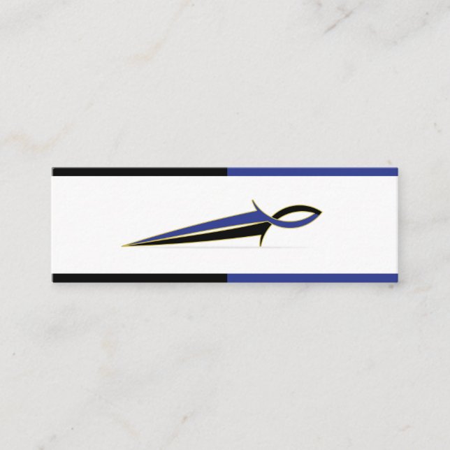 Jesus Fish Sword Mini Business Card (Front)