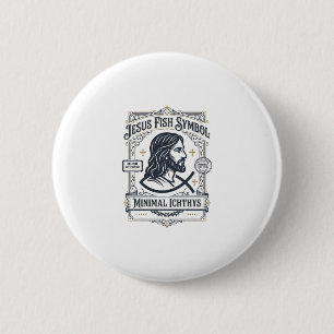 Jesus Fish Symbol Minimal Ichthys Jesus Fish Minim 6 Cm Round Badge