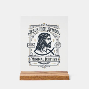 Jesus Fish Symbol Minimal Ichthys Jesus Fish Minim Acrylic Sign