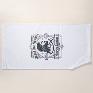 Jesus Fish Symbol Minimal Ichthys Jesus Fish Minim Beach Towel