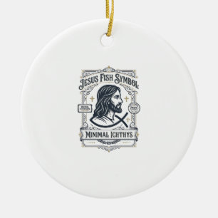 Jesus Fish Symbol Minimal Ichthys Jesus Fish Minim Ceramic Ornament