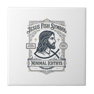 Jesus Fish Symbol Minimal Ichthys Jesus Fish Minim Ceramic Tile