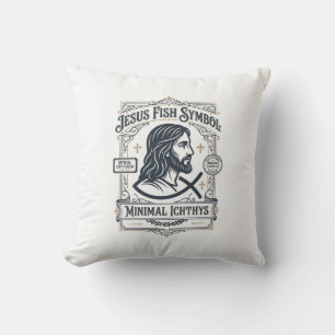 Jesus Fish Symbol Minimal Ichthys Jesus Fish Minim Cushion